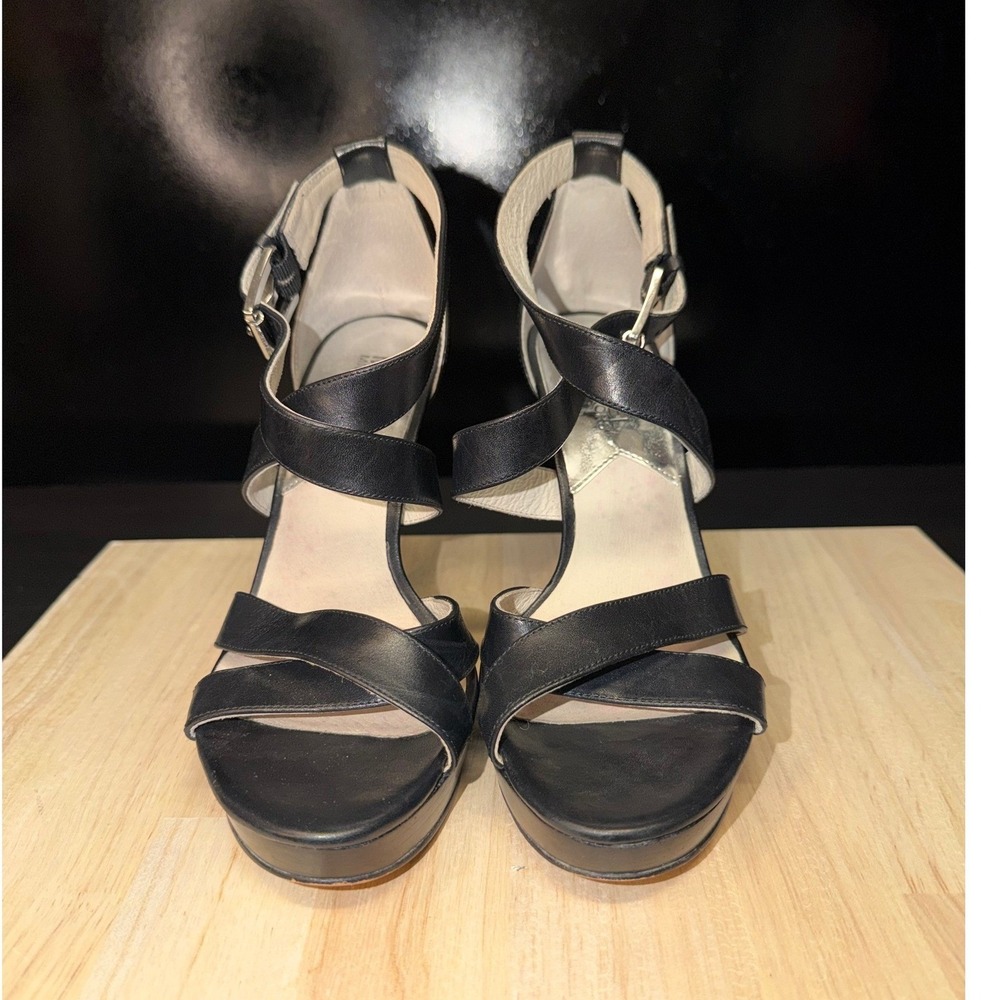 MICHAEL KORS Womens Black Leather Strappy Platform Stiletto Heels Size 7 - Picture 7 of 8